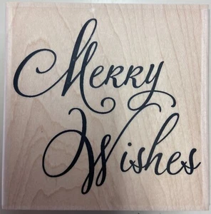 Impression Obsession "Merry Wishes" Wood Mounted Stamp F20387 Holiday Stamps - Imagen 1 de 1