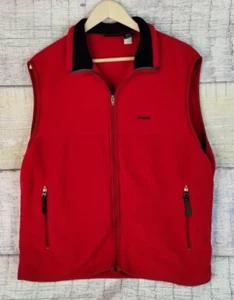 Patagonia Synchilla Womens Large Zip Vest Fleece Coat Red Jacket Made in USA - Picture 1 of 16