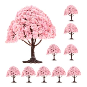 10pc 8cm Pink Miniature Flower Tree Model Train Architecture Cherry Blossom Tree - Picture 1 of 13