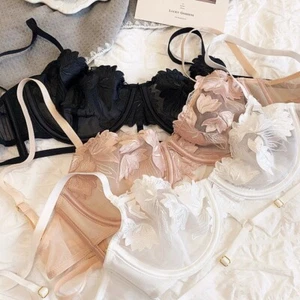 Fashion Sexy Lace Bra Set Women Floral Transparent Bra Panty New Lingerie Set - Picture 1 of 44