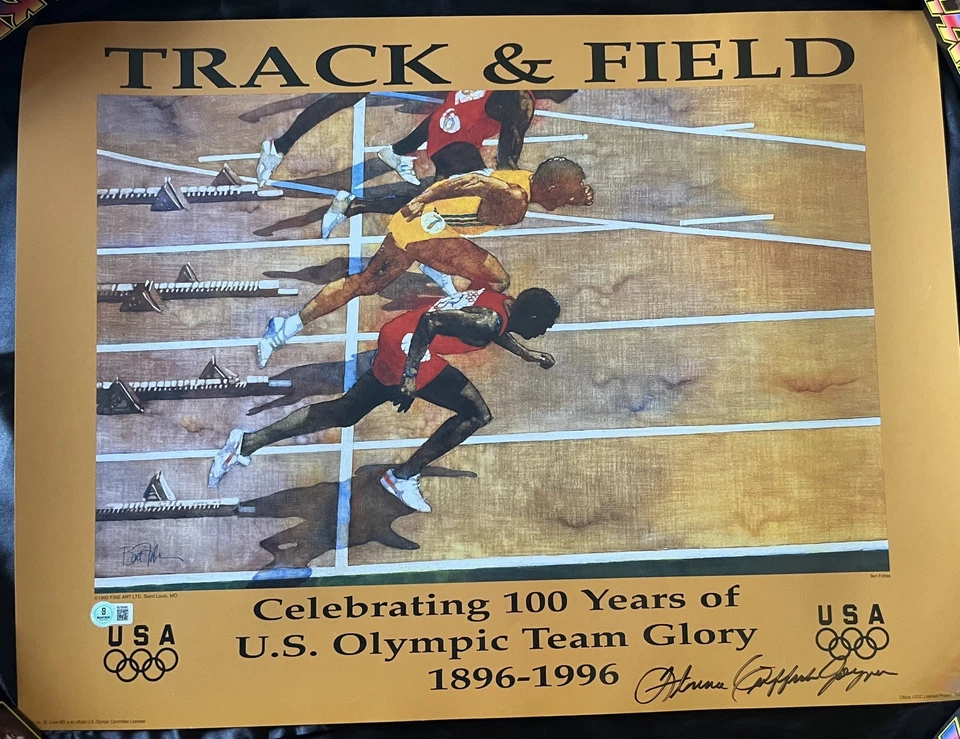 Foto póster autografiado de Florencia Griffith Joyner Flo Jo de los Juegos Olímpicos de Estados Unidos Atlanta 96 Foto 1 de 2