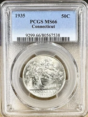 1935 Connecticut Commemorative Half Dollar MS-66 PCGS - STUNNING WHITE! - Image 1 of 2