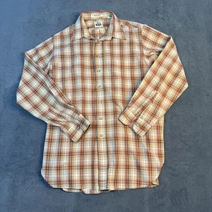 Camisa grande WOOLRICH vintage para hombre marrón con botones informal vaquero occidental a cuadros - Imagen 1 de 5