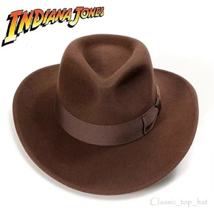 Indiana Jones Style 100% Wool Felt Fedora Brown Hat Crushable Water Repellent - Picture 1 of 4