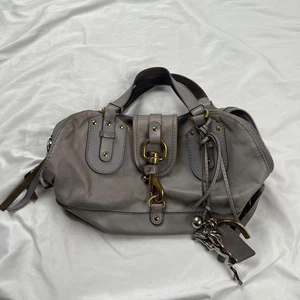 CHLOE KERALA 25 Top Handle Bag Women's Handbag Satchel Gray Leather Horse Charm - Picture 1 of 24
