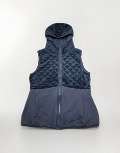 North Face Reversible Vest Women Large Hooded Navy Blue Quilted Full Zip Outdoor - Picture 1 of 10