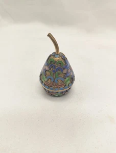 Pair Cloisonné Enamel Pear Shaped Screw Top Snuff Trinket Box Vintage - Picture 1 of 5