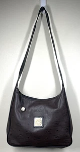 Vintage HCL Leathergoods dunkelbraun schwarz Logo Schulter Hobo Bag Handtasche Germany - Bild 1 von 15