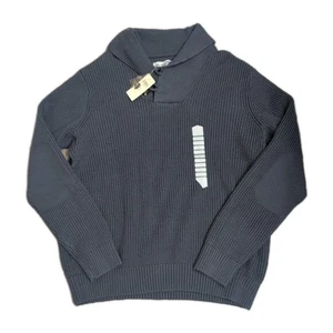 Duluth Trading Brigadier Shawl Collar Sweater Mens Large NWT Grey Elbow Patches - Picture 1 of 9