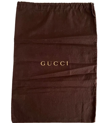 Gucci Bolsa para el Polvo AUTÉNTICA Almacenamiento de Viaje Marrón Bolsa con Cordón Logo Dorado 11x16 ❤ Foto 1 de 2