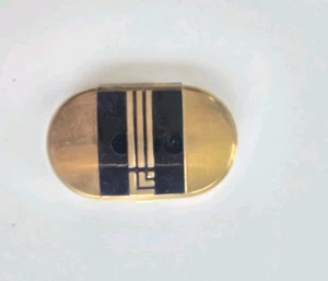 Vintage LUCIEN LELONG Gold & Black Stamped Oval Mirrored Compact Knights Templar - Picture 1 of 16