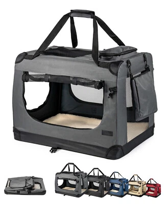 B-Ware: lionto Hundetransportbox Hundetasche Hundebox faltbar L Grau - Bild 1 von 4