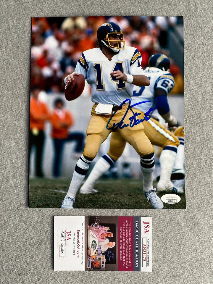 SAN DIEGO CHARGERS- DAN FOUTS AUTOGRAPH 8x10 ACTION PHOTO JSA AN31475 - Image 1 of 1