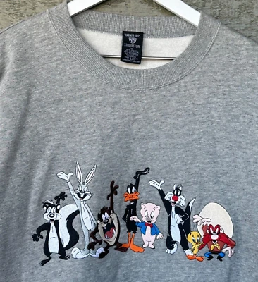 Vintage LOONEY TUNES Embroidered Sweatshirt Warner Brothers Studio Store XL - Image 1 of 4