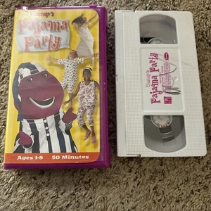 BARNEY'S PAJAMA PARTY (VHS, 2001), CLAM SHELL PURPLE CASE 50 MINUTES - Picture 1 of 1