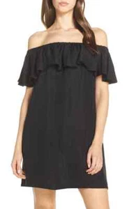 Tommy Bahama Womens Off the Shoulder Cover-Up Dress Swimwear in Black Size Small - Picture 1 of 2