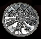 1976 WYOMING horses cowboys 925 Sterling Silver art bar round WOW!!!!!!!! C2024