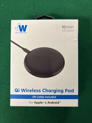 Just Wireless 10W Qi Wireless Charging Pad with 4ft  Cable Black OPEN BOX NEW - Image 1 of 2