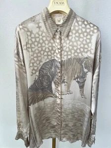 Vintage Escada Silk Blouse – Twin Tigers Jungle Print – Size 42 Large - Picture 1 of 9