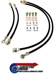 Kit de manguera de freno trenzado de acero inoxidable mejorado de 4 líneas NEGRO - para S13 200SX CA18DET - Imagen 1 de 1