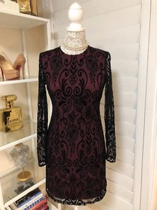 Abito donna Julia Jordan usato, nero e bordeaux, taglia 4 - Foto 1 di 12