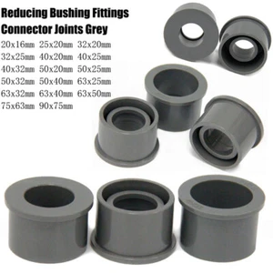 20mm to 90mm PVC Pipe Eccentric Reducing Bushing Fittings Connector Joints Grey - Picture 1 of 25