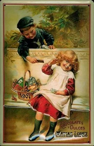 Blechschild Lopez Chocolates Kinder Schokolade 1907 Schild retro Werbeschild - Bild 1 von 1