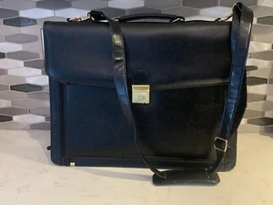 Bond Street Men Business Briefcase Attache Case Black Leather Portfolio Zip - Picture 1 of 10
