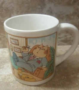 1986 Office Boss Cat Coffee Tea Mug Classy Cats Series Applause Wallace Berrie - Picture 1 of 5