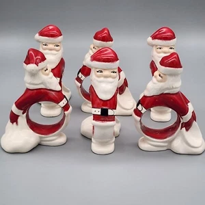 SERVIETTENRINGHALTER WEIHNACHTSMANN ROT WEISS KERAMIK 6 STÜCK - Bild 1 von 5