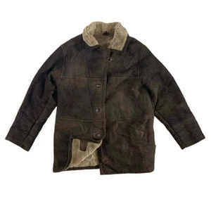 Dark Brown Shearling Fleece Lining Coat L XL - Picture 1 of 3