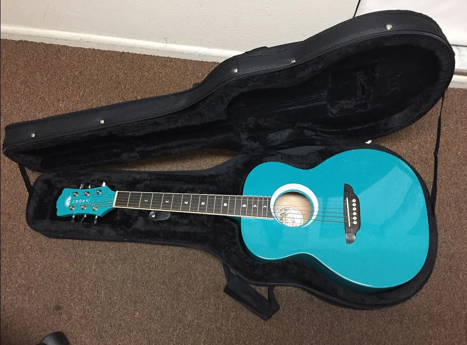 LUNA Aurora Borealis 3 4 Acoustic Guitar Black Pearl