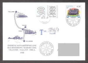 Estonian Railway 2000 Estonia MNH stamp FDC Mi 374 REGISTERED - Picture 1 of 1