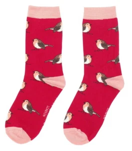 MISS SPARROW Robin Socks Ladies 3-7 Womens Girls Christmas Gift Red - Picture 1 of 13
