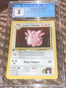 1st EDITION ERIKA'S CLEFABLE HOLO 3/132  CGC 5 Excellent GYM HEROES COMIC KINGS - Picture 1 of 2