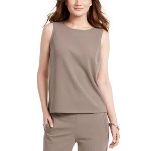 NINE WEST NEW Women's Sable Taupe Jewel-neck Shell Blouse Shirt Top XS TEDO - Picture 1 of 2