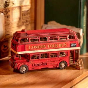ROBOTIME London Tour Bus - DIY 3D Wooden Puzzle City Sightseeing Model Kit - Picture 1 of 7