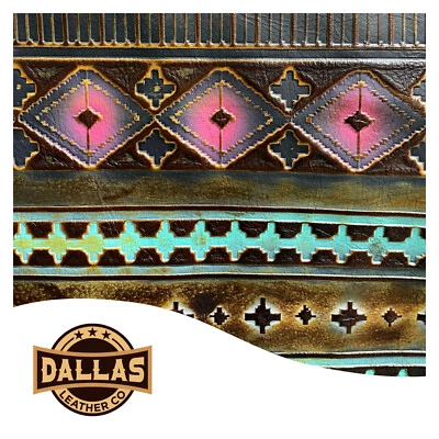 Embossed Leather Cuts | Navajo Chocolate Magenta | Pre-Cut Sheet | DLCo | Sizes - Image 1 of 3