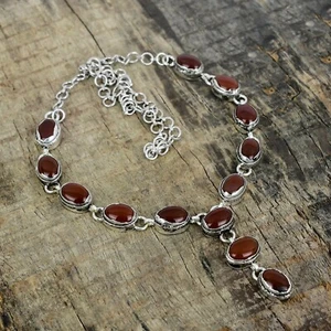 Corniola Gemma Elettroformati 925 Argento Sterling Collana Per Compleanno Regali - Foto 1 di 4