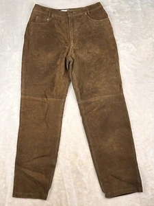 Bagatelle Brown Suede Leather Pants 30x30 Straight Leg Sz 10 Lined Motorcycle - Picture 1 of 7