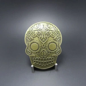 Hebilla Tatuaje Calavera, Antiguo Bronce, Vintage, Hebilla De Cinturón - Imagen 1 de 2