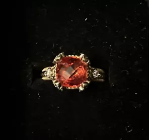 Lote de joyas anillo zafiro Padparadscha simulado Vermeil con - Imagen 1 de 5