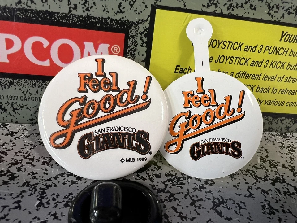 2 Vintage 1989 San Francisco Giants "I Feel Good" Pins Buttons - Image 1 of 3