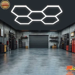5 Hex Grid Workshop Garage Lighting 6500K Led Hexagonal Light For Barber Shop - Picture 1 of 11