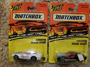 2 Matchbox Corvette Grand Sports #2 The Widow Superfast blanco y negro NUEVO  - Imagen 1 de 4