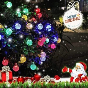 Solar Lights Waterproof String Fairy Globe Crystal Balls 30 LED Outdoor 8 Modes - Picture 1 of 12