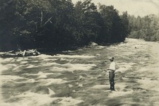 Old 4X6 Photo 1920's Salmon Fishing at Grand Lake Stream, New York 100706