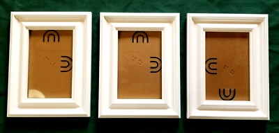 3 White Wood Standing Frame for 4" x 6" Photo Picture Matching Set Classic MCM - Image 1 of 4