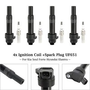 4x Ignition Coil +Spark Plug UF651 For Kia Soul Forte Hyundai Elantra. - Picture 1 of 17