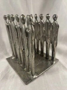 Pieza de artista de servilleta de peltre o soporte para cartas brutalista Patrick Meyer - rara de encontrar - Imagen 1 de 12